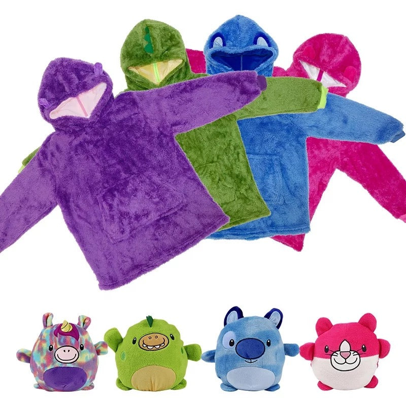 Hugsy 2 in 1 - Jucarie de plus si hanorac pufos