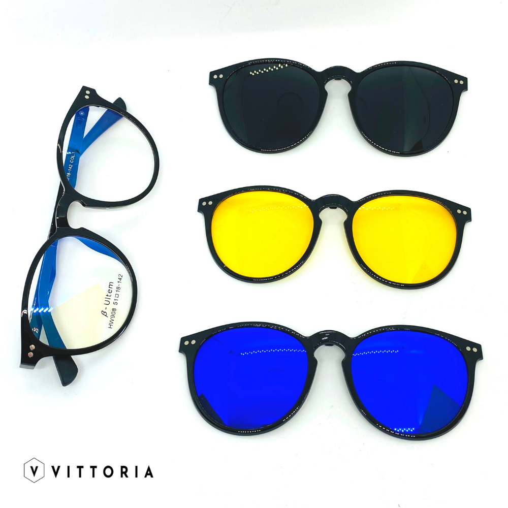 Rame ochelari Unisex Round • Clip on Polarizat • Ultem