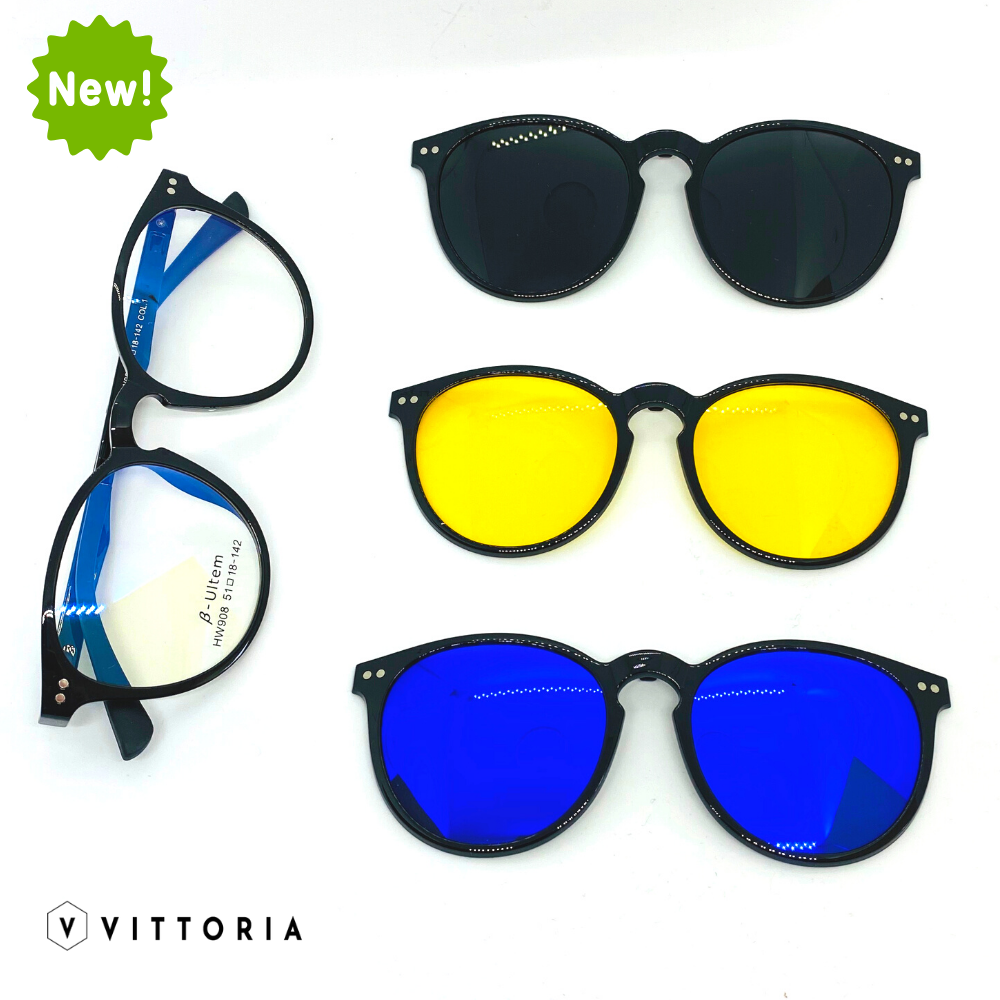 Rame ochelari Unisex Round • Clip on Polarizat • Ultem