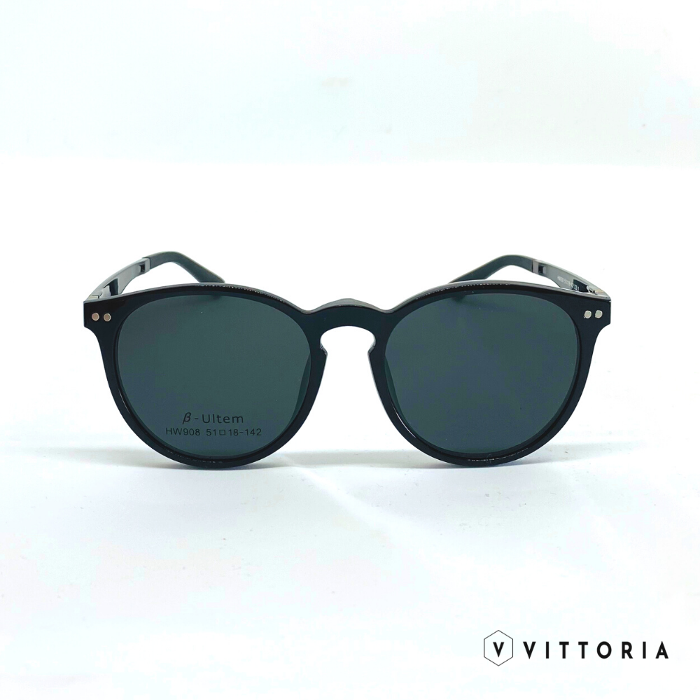 Rame ochelari Unisex Round • Clip on Polarizat • Ultem