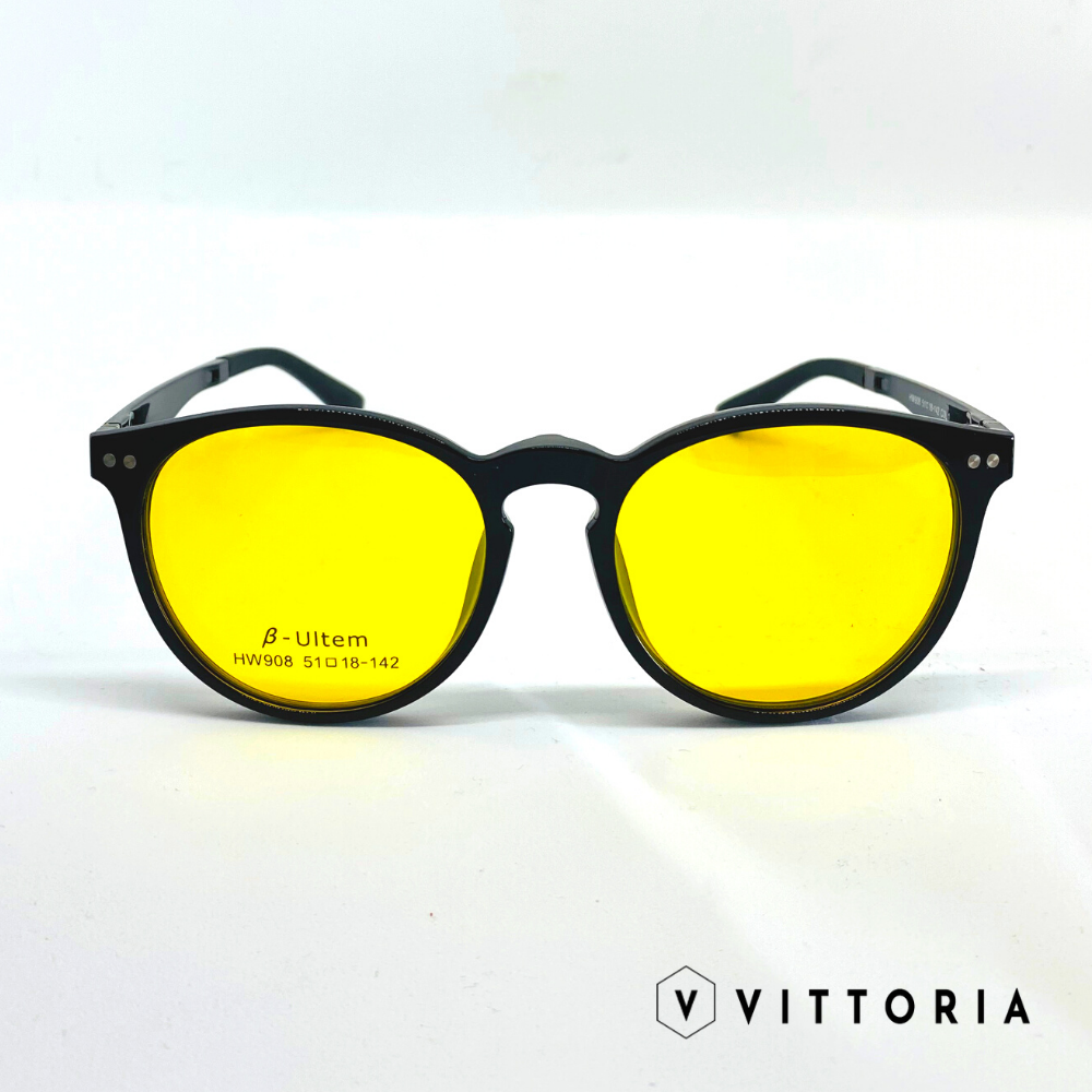 Rame ochelari Unisex Round • Clip on Polarizat • Ultem