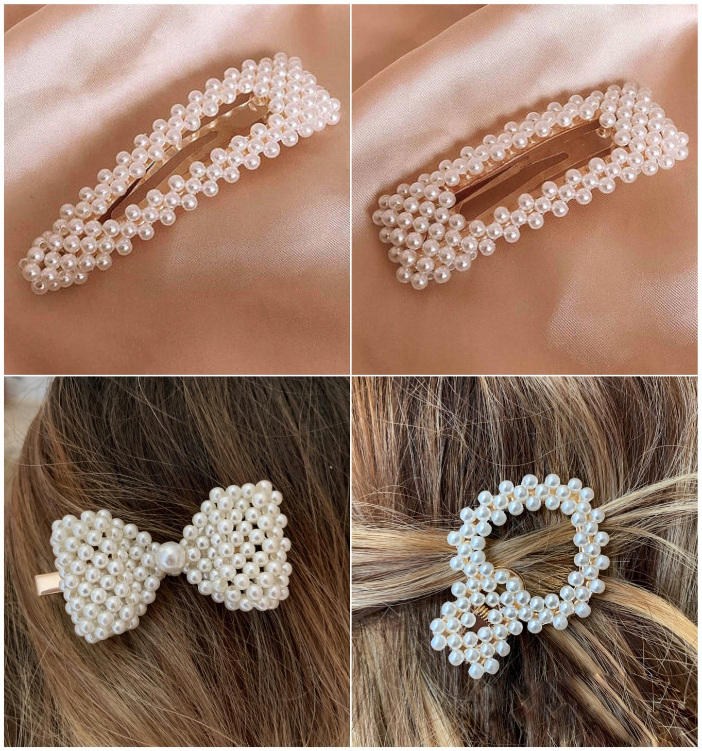 Set 4 agrafe perle